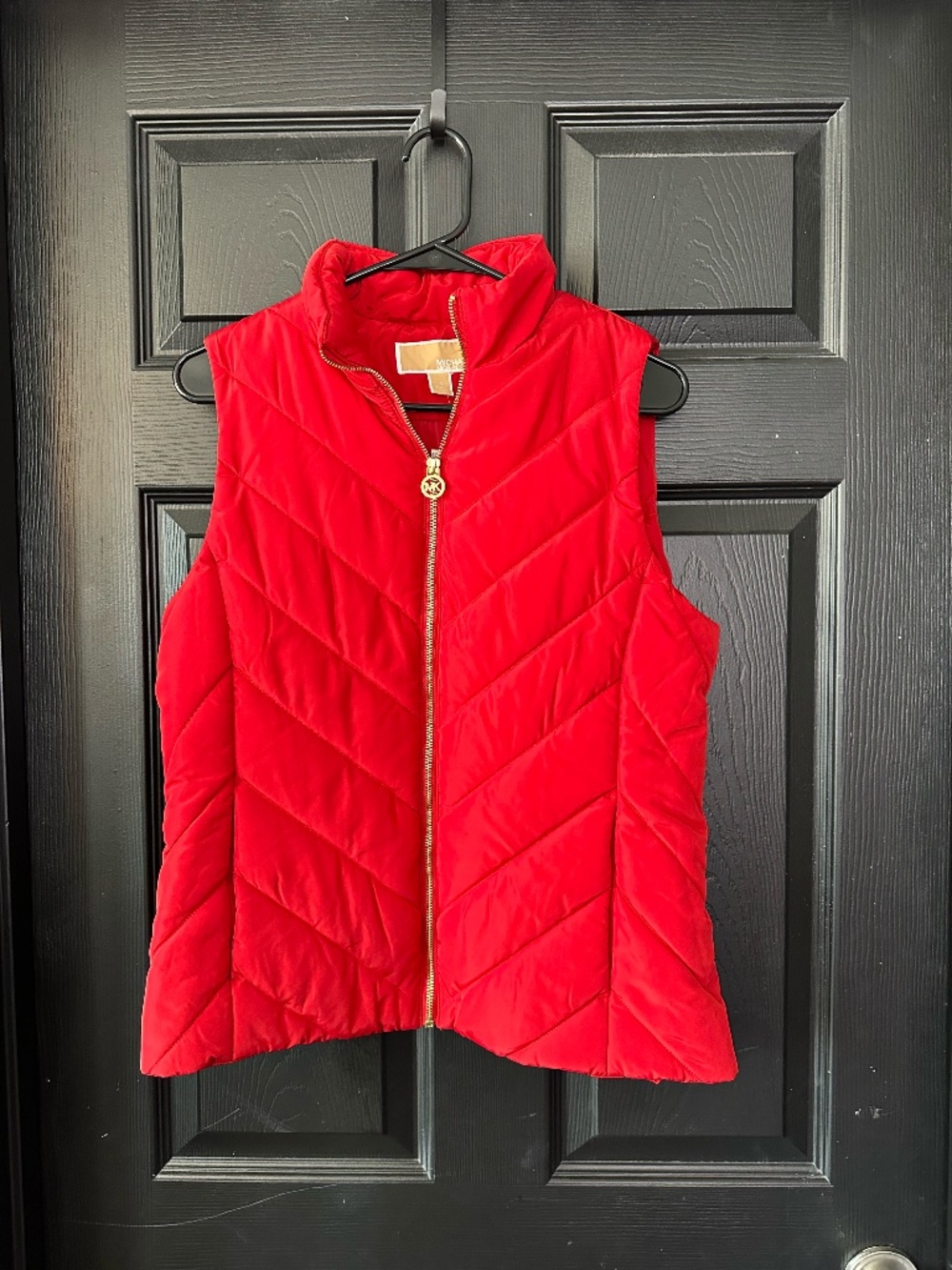 Michael Kors Puffer Vest Red Quilted Zip Up Size M NWT